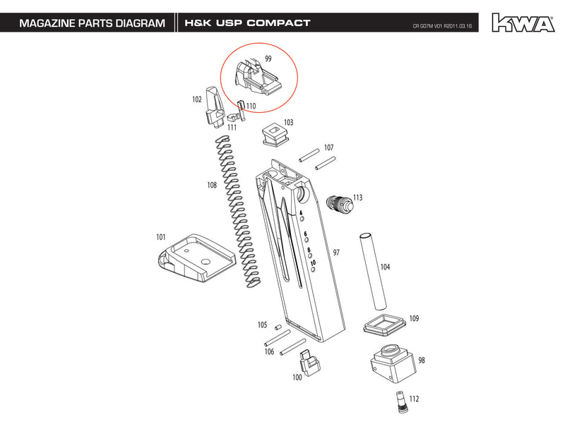 KWA - USP/HK45 - Replacement Parts