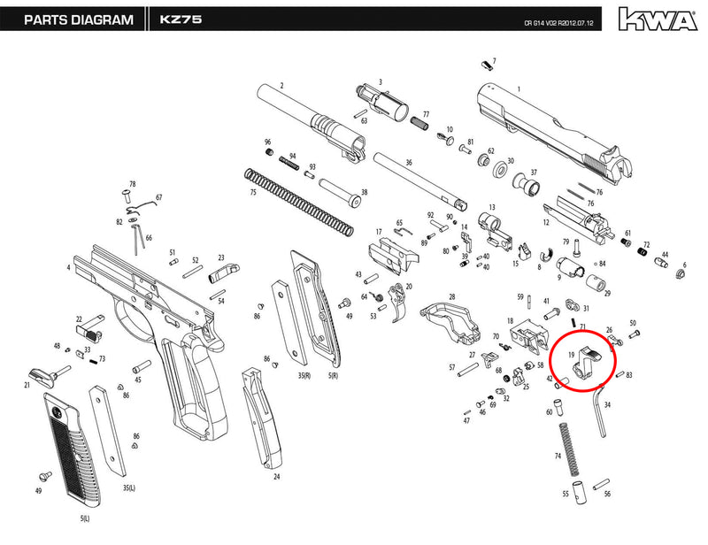 KWA - KZ75 - Replacement Parts