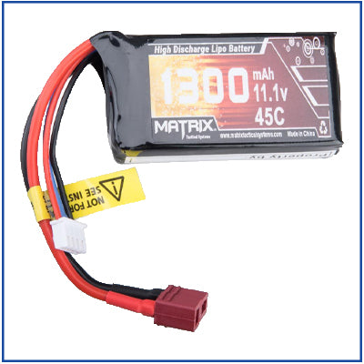 Matrix 11.1v 1300mAh 45C PEQ  LiPo - Deans